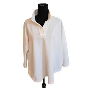 Tuckernuck Pomander Place Womens Easy Polo Swing V-Neck Sweatshirt White M/L